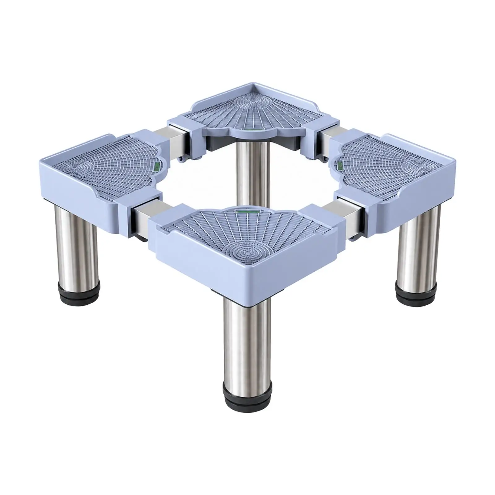 Sturdy Washer Riser with Adjustable Width Stainless Steel Legs and Non Slip Pads for Compact Washer Machine in Apartment