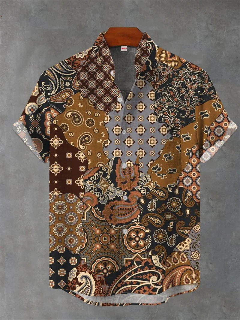 

3d Printed Men's New Short Sleeve Shirt Retro African Tribal Totem Pattern Pop Street Fashion Tops Shirt Vintage Unisex Y2k Tops