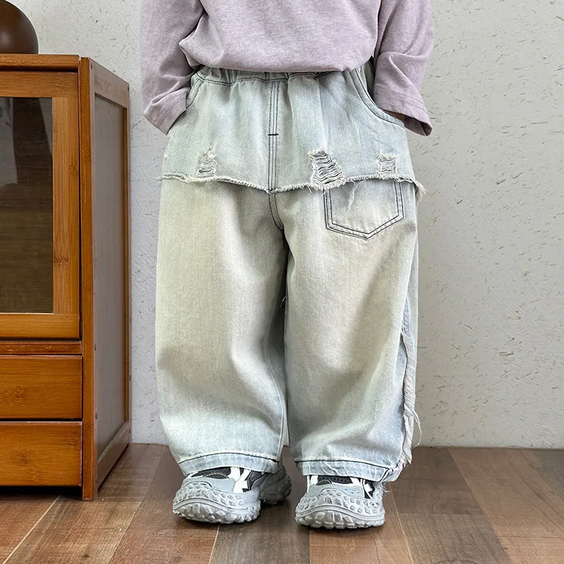 Boys Loose Straight Leg Jeans Spring Autumn New Kids Casual Denim Pants Fashion Trousers Children Clothing