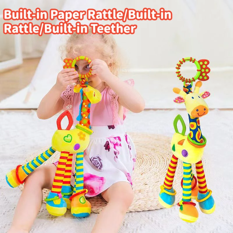 

Chroma Giraffe Plush Toy Multifunctional Ring The Bell Toy Children Relieve Anxiety Toy Stroller Pendant Toy Child Companion Toy