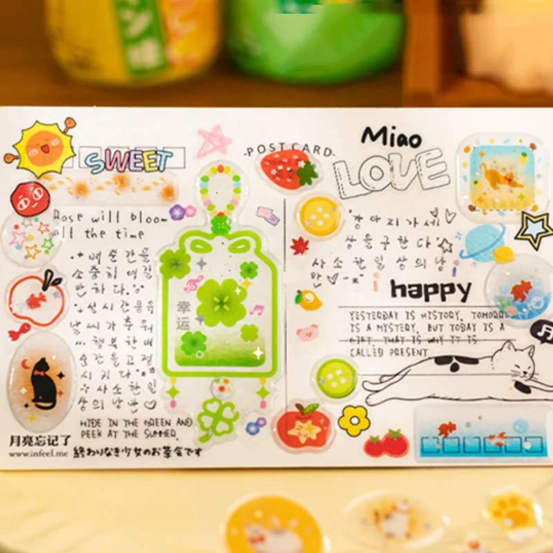 Laser Silver Resin Drop Sticker Sheet Planner Decor Sticker Journal Collage Card Frame Phone Case Mug Card Holder, Mr. Paper