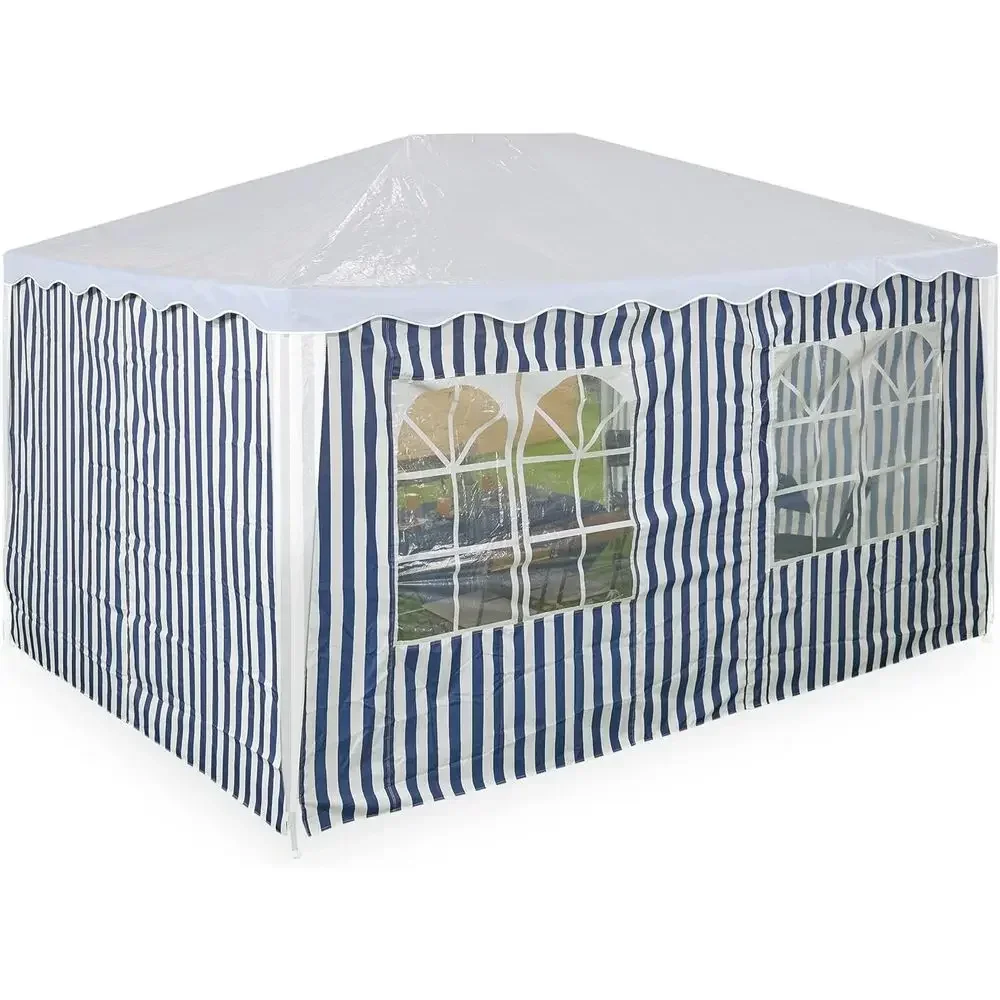 Blue/White Waterproof 3x4m Party Tent with Easy Fastener and Windows, Set of 3 Side Panels
