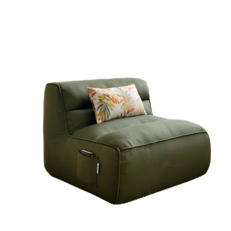Nordic Cream Wind Lazy Single Fabric Sofa Chair Bedroom Balcony Leisure Creative Disassembly and Washing Straight Row