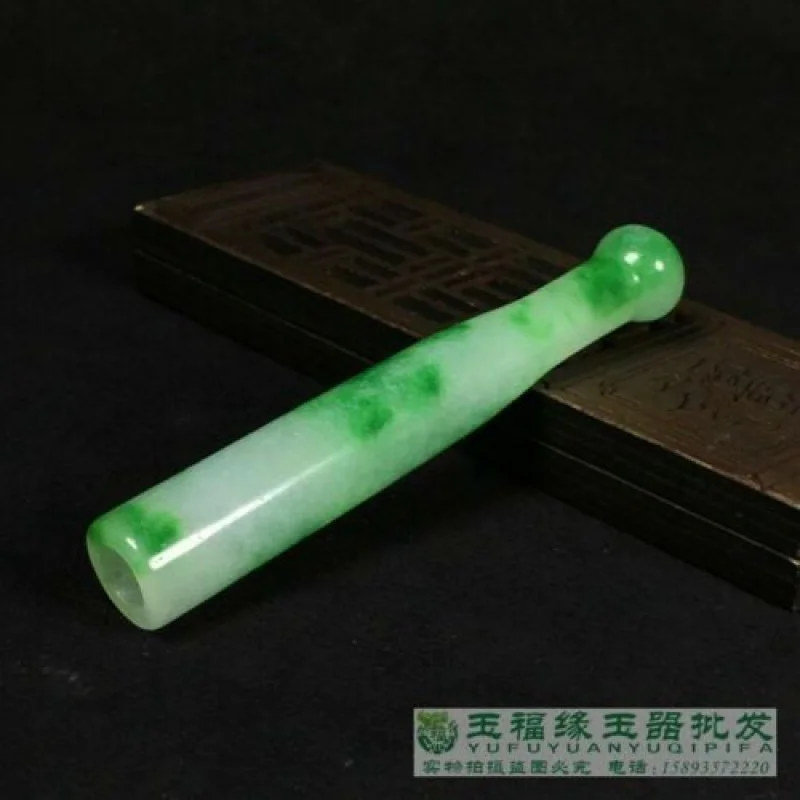 Chinese Handcarved Green Jade Pipe Jade Natural Jade Cigarette Holder