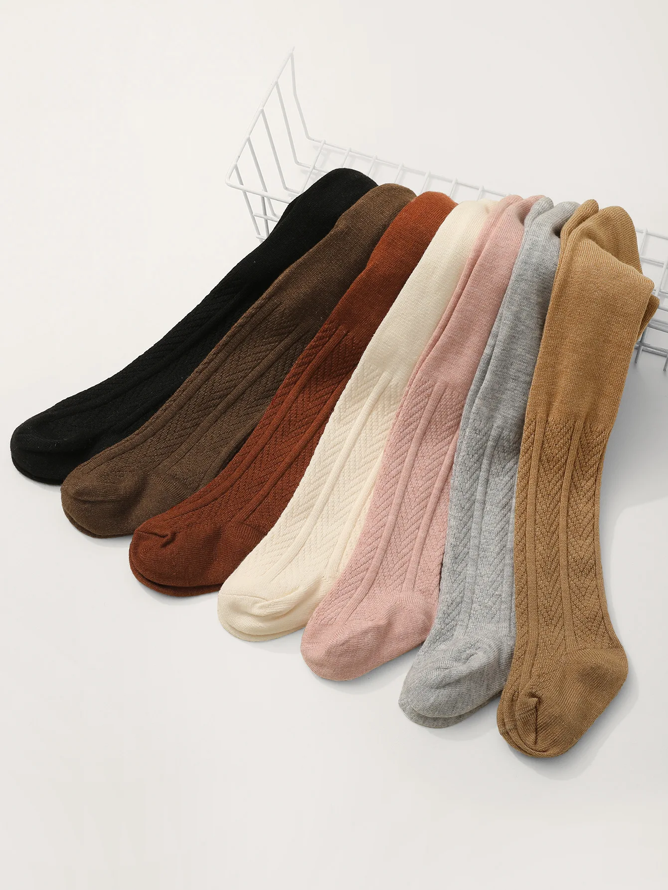 Spring Autumn Kids Girls High Waist Pantyhose 0-11Y Children Breathable Knit Tights Toddler Warm Stretchy Leggings