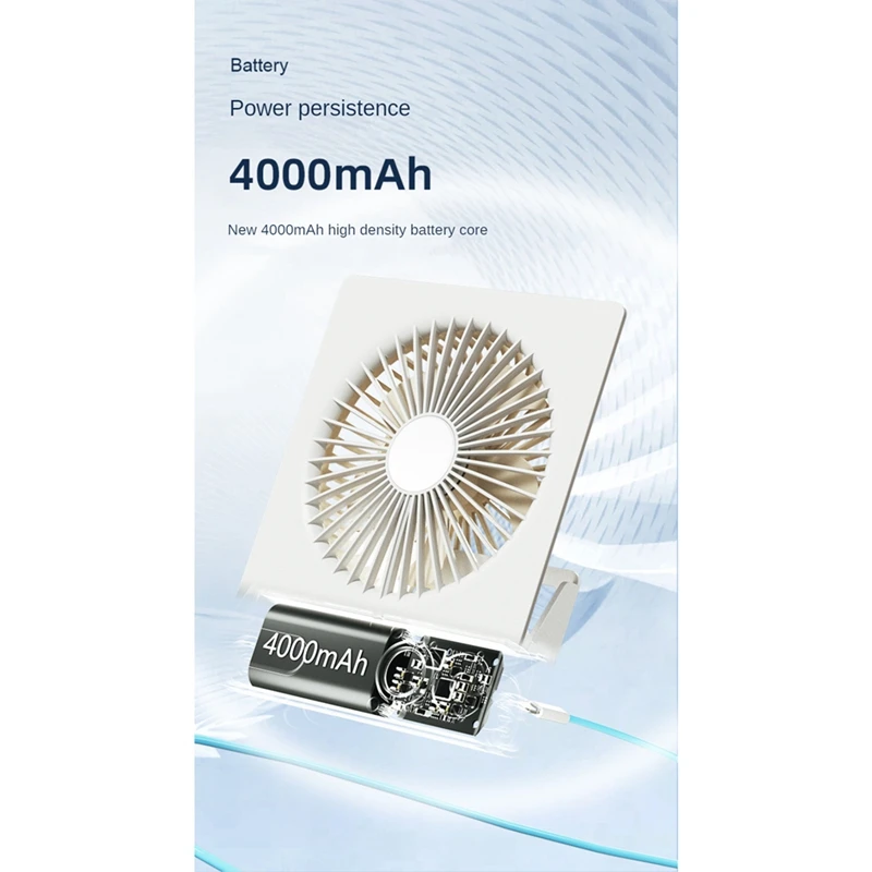 AB15-Piccolo ventilatore da tavolo Ventilatore da tavolo silenzioso Ventola di raffreddamento ricaricabile USB Potente ventilatore da vento Ventilatore da esterno per interni domestici per ufficio