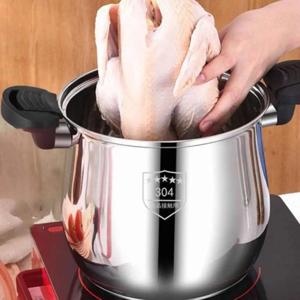 Multifunctional 304 Stainless Steel Micro-Pressure Cooker Non-Stick Large Capacity Soup Pot Anti-scalding Stew Pot Porridge
