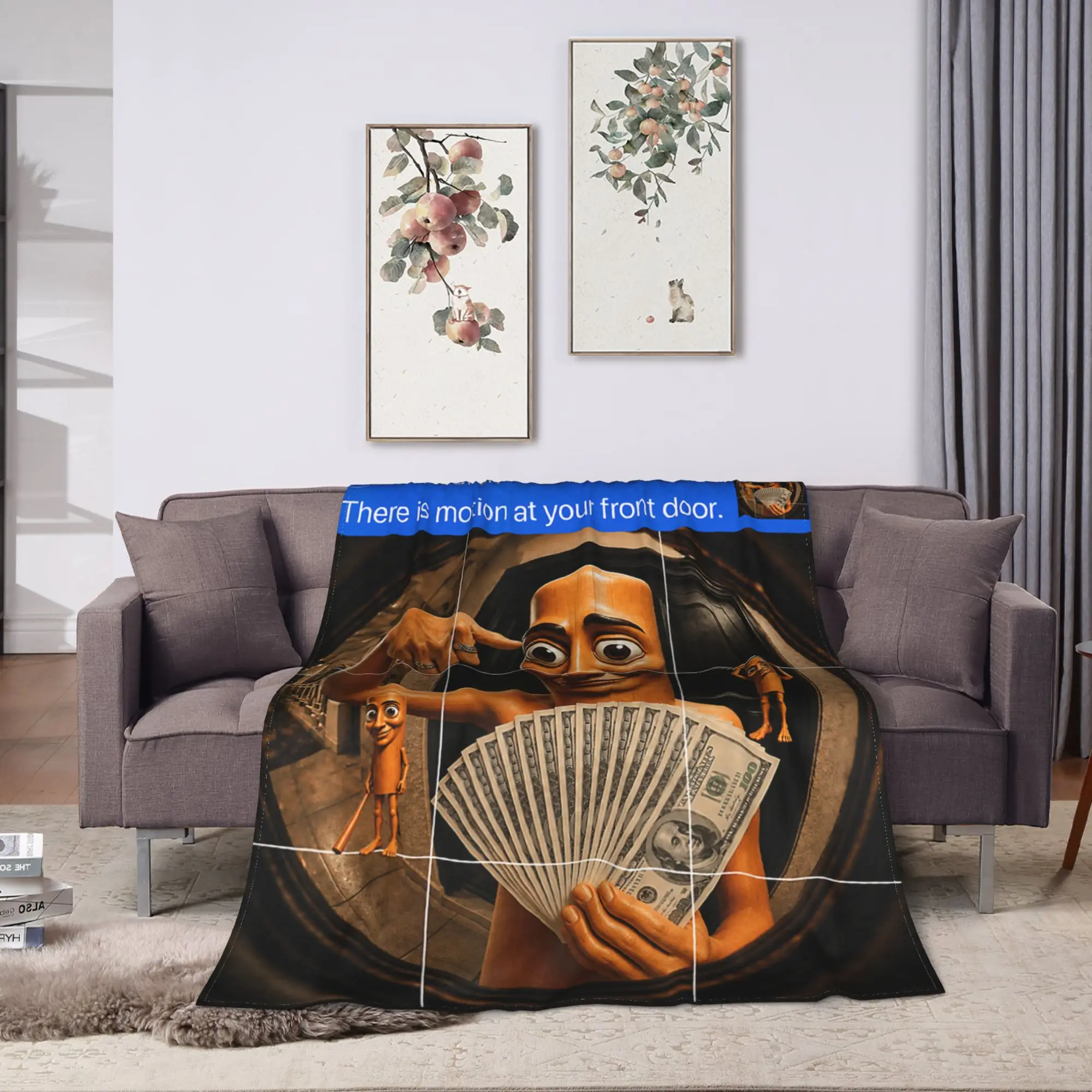 There is Motion At Your Front Door Tung Tung Tung Sahur Meme Blanket Warm Bedding Throws Winter Plane Travel Couch Bed Bedspread