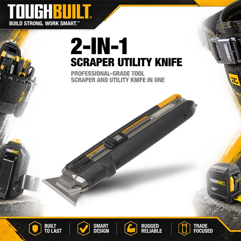 TOUGHBUILT TB-H4S5-01 2-in-1 Multi-Purpose Deformable Scraper, Includes Blade, With Ladder Hole, Durable Tool