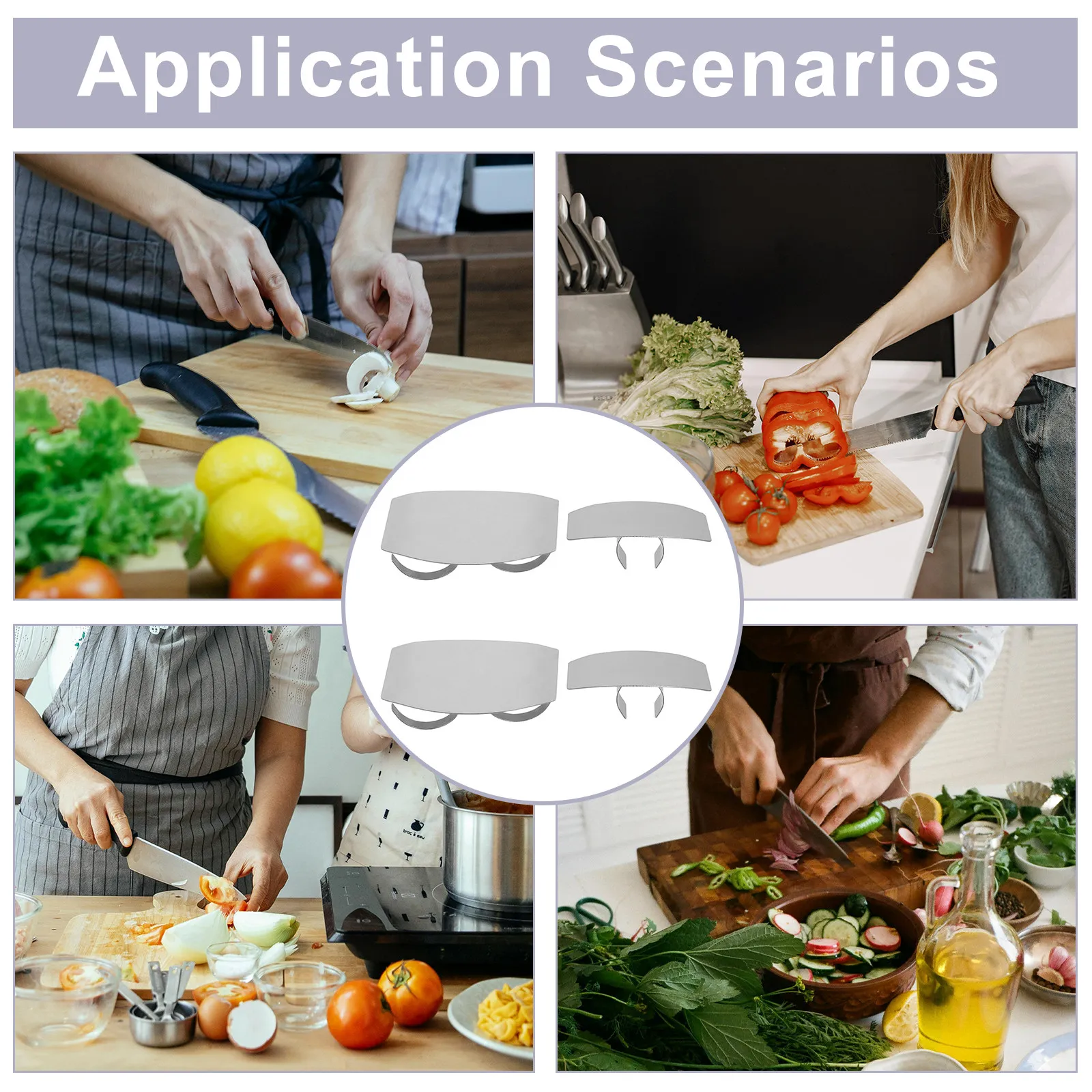 4Pcs Ergonomic Stainless Steel Finger Protector Set for Vegetable Slicing Meat Dicing Cheese Grating Mandolin Slicer Hand Guard