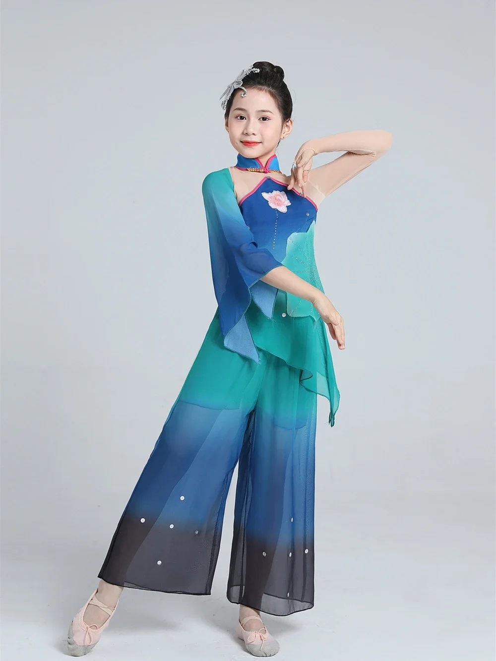 Small Lotus Style Classical Dance Costumes Girls Performancewear Chinese Dance Practice Clothes Art Exam
