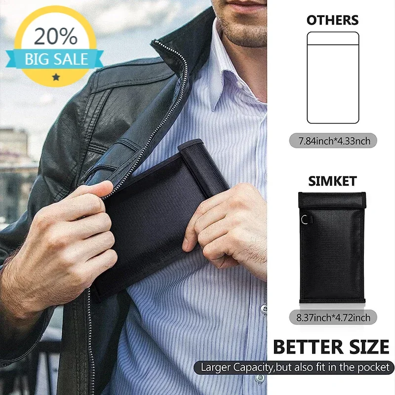 

Car key Signal Shielding Bag Waterproof Fireproof RFID Blocking Pouch Car Key Faraday Bag RF Signal Blocker Mobile Phone Case