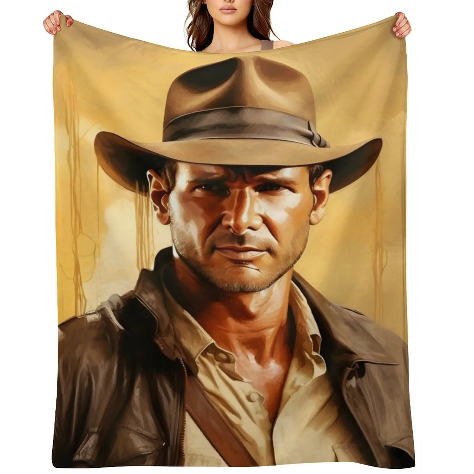 

Indiana Jones Paint Artwork Throw Blanket Cute Hairy Furry Blankets