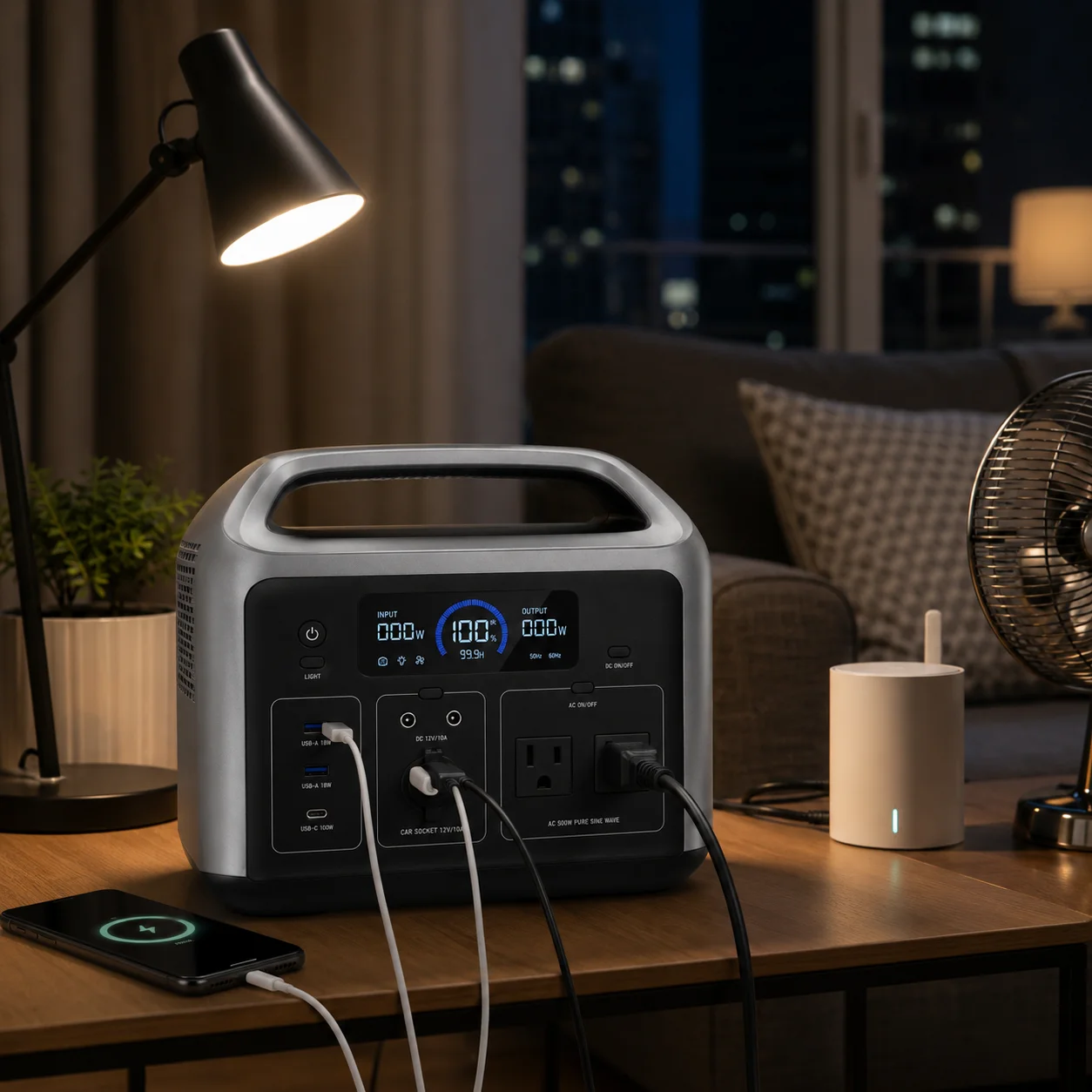 500W Portable Power Station 518Wh LiFePO4 Battery Solar Generator For Camping And Emergency Backup