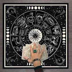 Fazy księżyca słońce Tarot dekoracja ołtarz czary mata obrus zodiaku astrologiczny Butarot