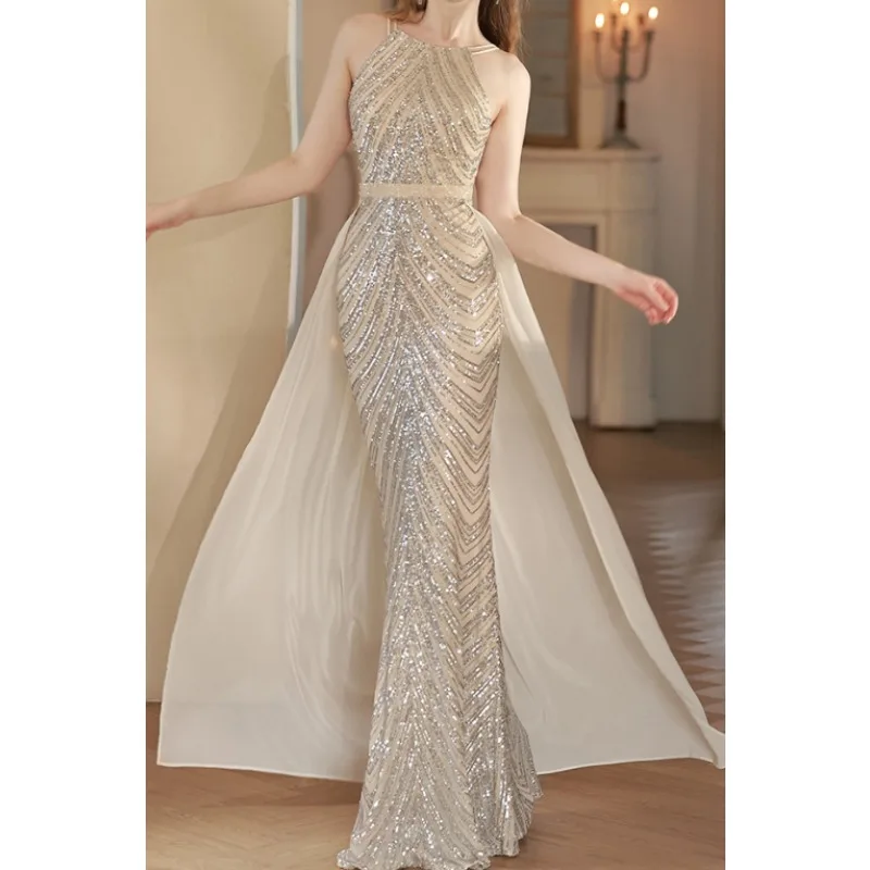 قبالة الكتف حورية البحر فساتين السهرة مع قطار للانفصال المرأة Bodycon الترتر ماكسي فساتين الحفلات فستان حفلات