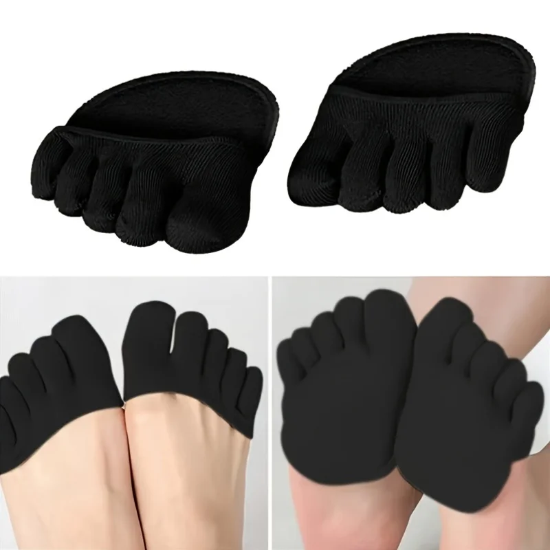Ultra-flache, unsichtbare Fünf-Zehen-Halbsocken für Damen und Unisex – Atmungsaktive Overknee-Schuhüberzüge mit rutschfestem Zehengriff-Design, leichter Stil, geeignet für High Heels, Abendschuhe, Hausschuhe, Sockenpol – Detail 3