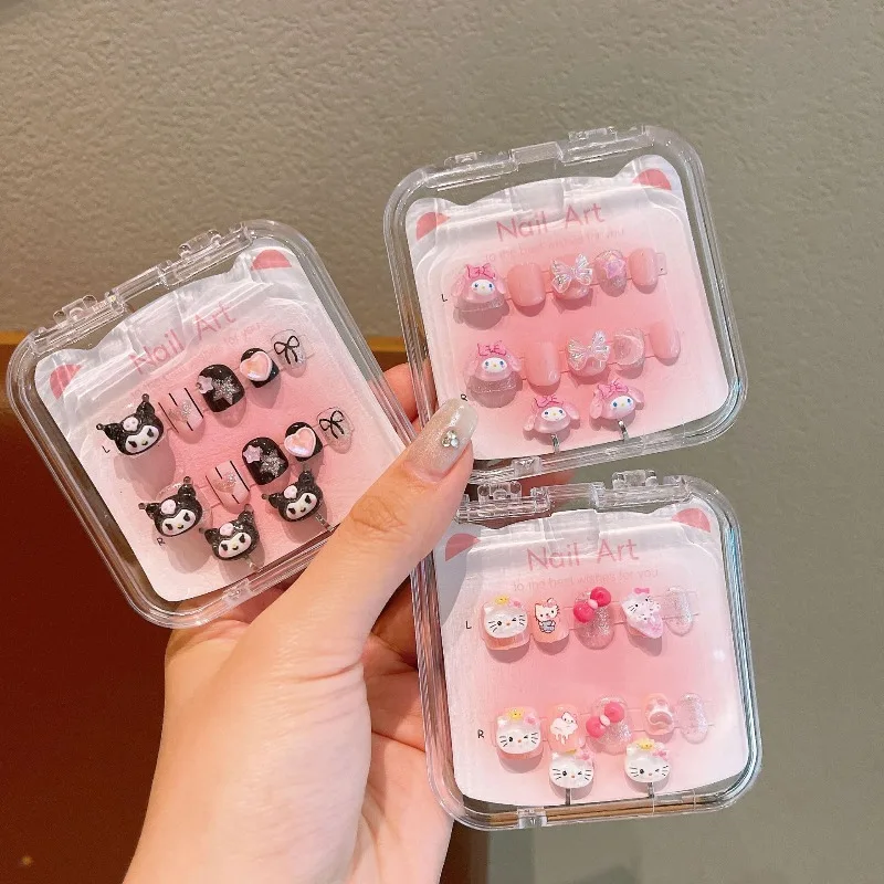 

Kawaii Hello Kitty Nail Stickers Cute Cartoon Exquisite Transparent Box Set Women Supplies Desktop Decoration Student Wholesale