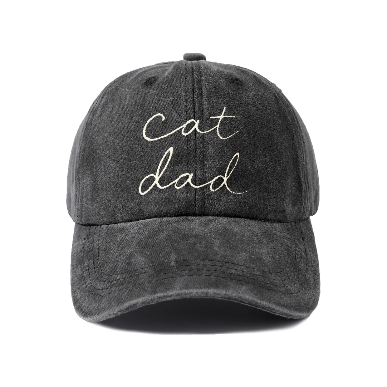Vintage Washed Cat Dad Quote Baseball Cap, Adjustable Unisex Dad Hat, Cat Lover Father's Day Gift