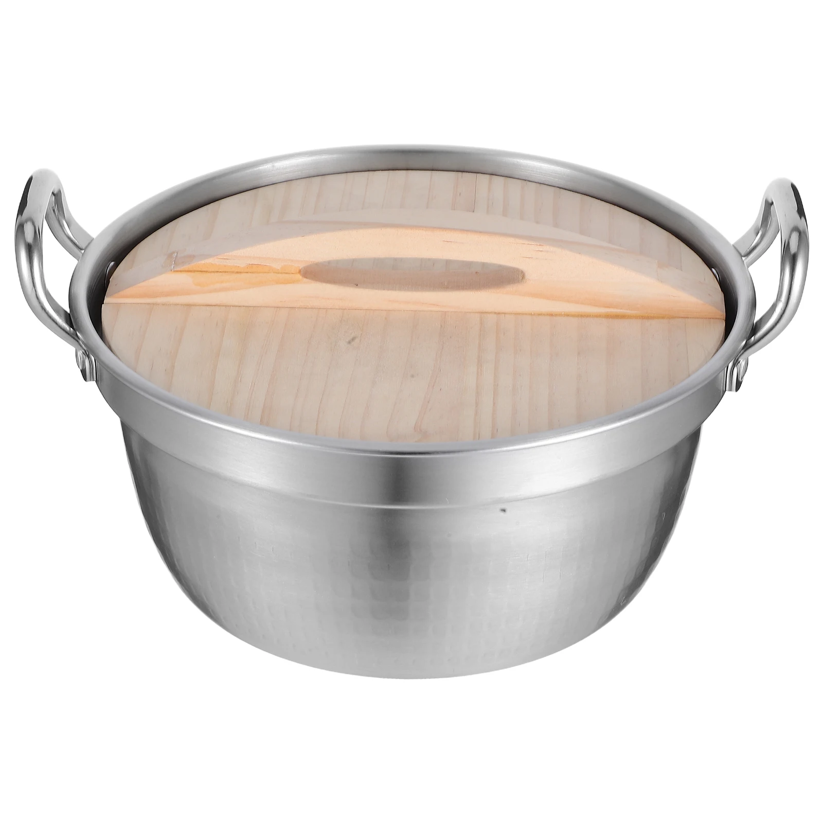 

Stainless Steel Soup Pot With Lid Double Handle Noodle Cooker Korean Style Heavy Duty Kitchen Ramen Pot For Pasta Stew Boiling