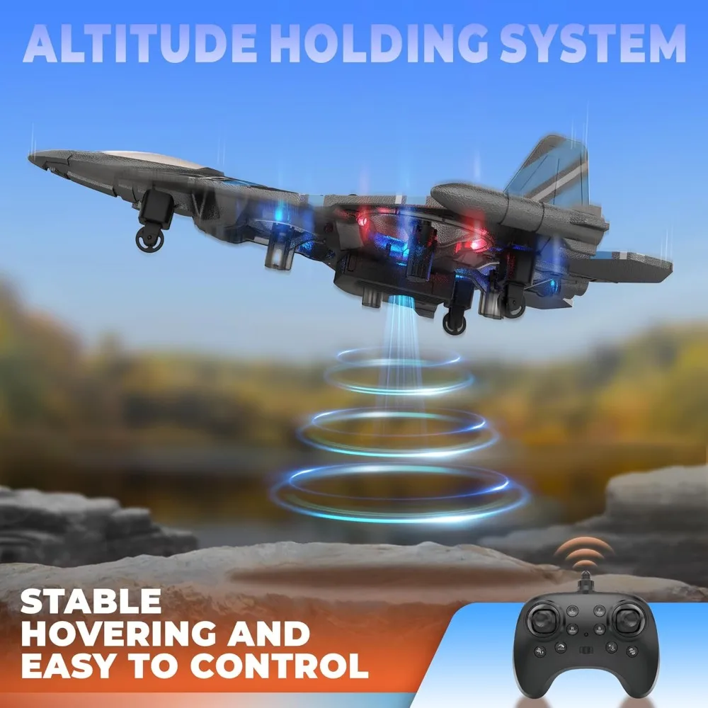 BEZGAR Дроны для детей: радиоуправляемый самолет 2,4 ГГц, самолет с дистанционным управлением, радиоуправляемый вертолет, 360° °   Откидной истребитель со светодиодной подсветкой