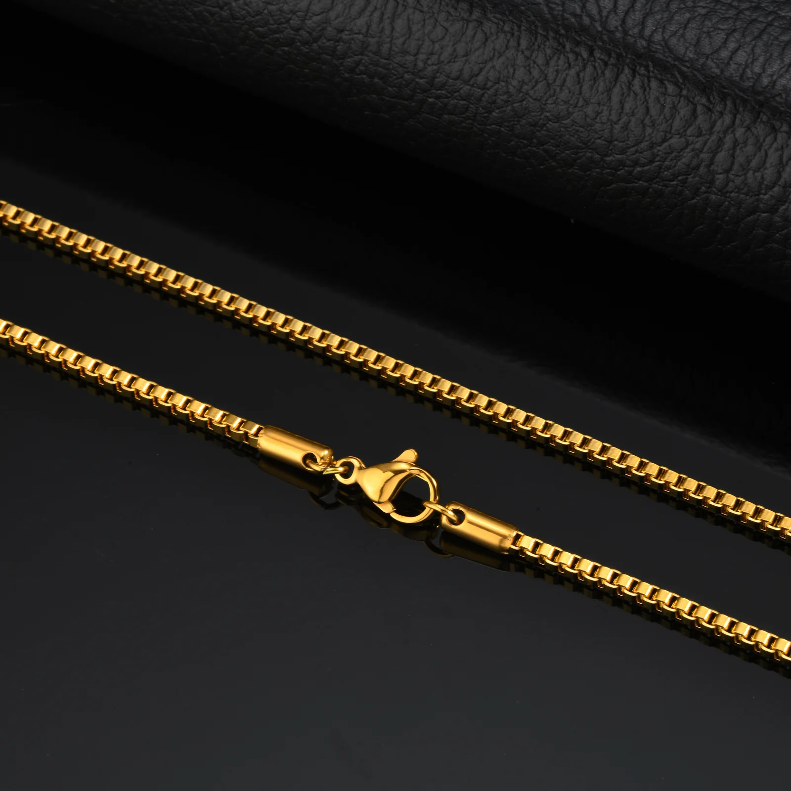Hip-Hop Goldfarbene Kettenkette für Männer und Frauen, Edelstahl Seil-, Kubanische-, Schlangen- und Box-Ketten, Einfacher Metallketten-Schmuck – Detail 4