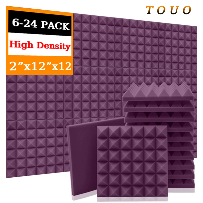 

TOUO Acoustic Foam Panels 6/12/24 Pcs Studio SoundProofing Foam Panels Sound Wedge Tiles Panels Ceiling Wall Acoustic Treatment