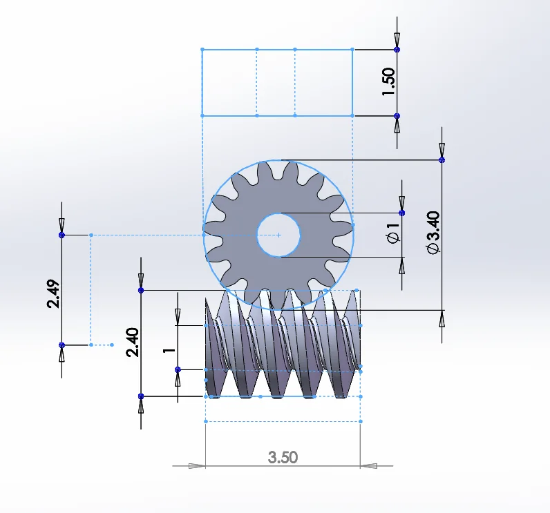 0.2 Modulus Modulus Modulus 15 Teeth Micro Brass Worm Gear Mini Reduction Gear 1:87 Static Modification