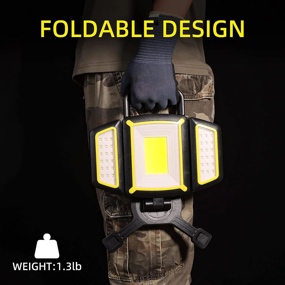 Portable LED Work Light 5 Light Modes Magnetic Base Rechargeable Battery Operated COB Flashlight for Car Repairing Emergency