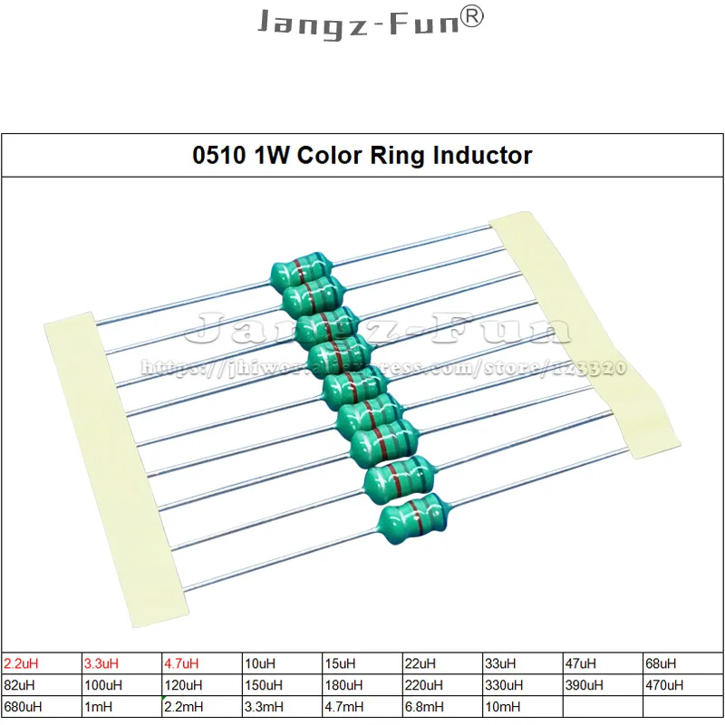 50pcs 0510 1W Color Ring Inductors DIP Inductance 0.22uH~1mH 0.22 1 2.2 3.3 4.7 10 15 22 33 47 68 82 100 150 220 330 470 uH mH