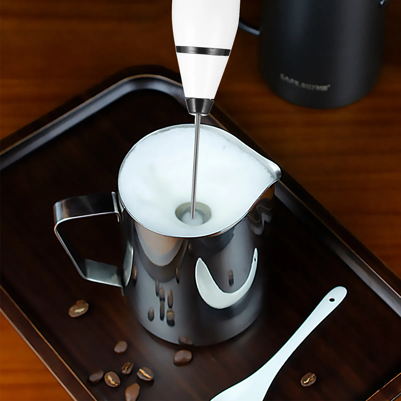 1Set Electric Whisk USB Stainless Steel Handheld Milk Frother for Coffee DIY Cake Egg Mixing Multifunctional Kitchen Foam Maker