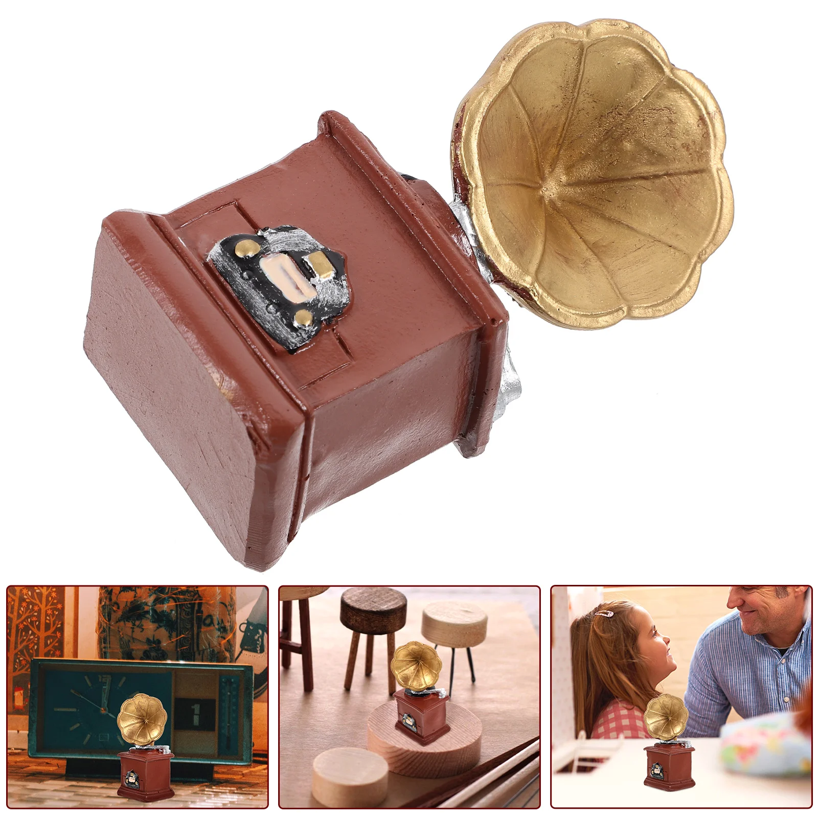 

Mini Gramophone Ornament House Phonograph Decoration Accessories Toy Miniature Furniture Home Appliances Accessory