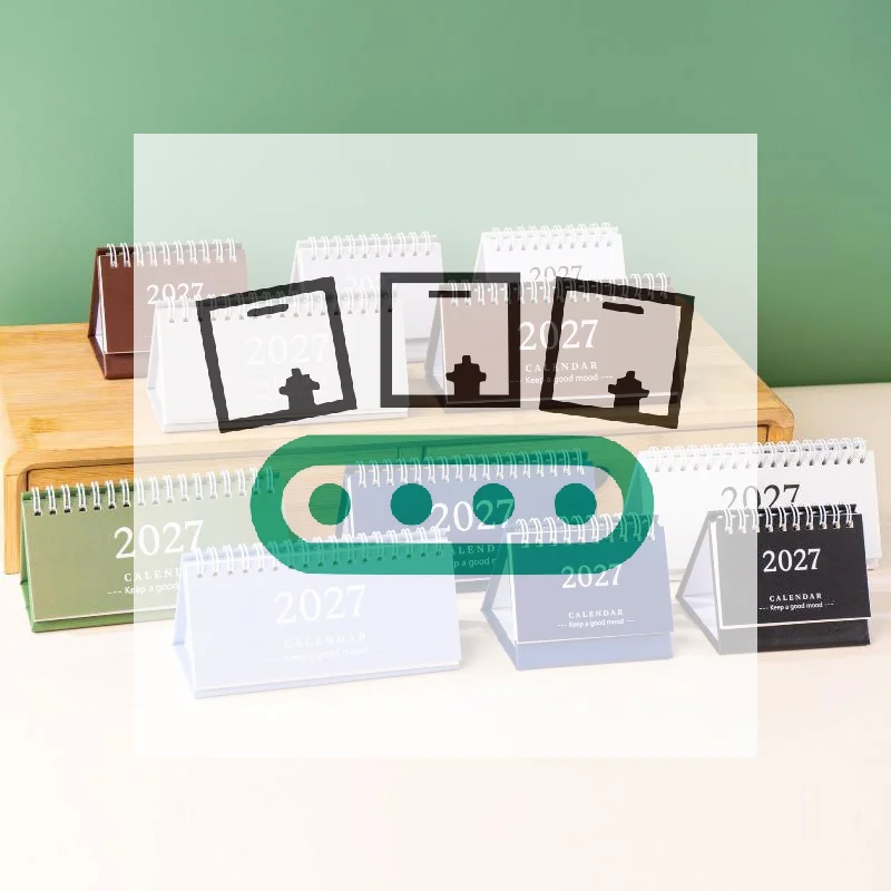 1Pcs 2027 Solid Morandi Color Mini Desk Calendar Standing Flip Monthly Planner Office Home Student Desktop Decor Stationery Gif