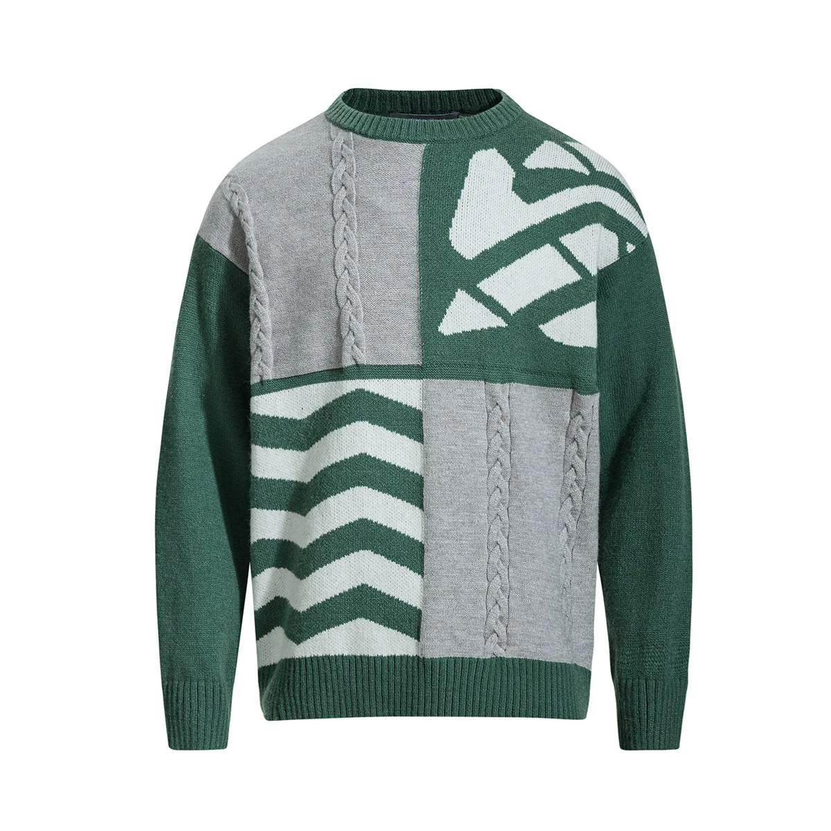 سترة ريترو المرقعة 2025 الشتاء الرجال عادية متماسكة البلوز البلوز Y2K الشارع الشهير تريكو