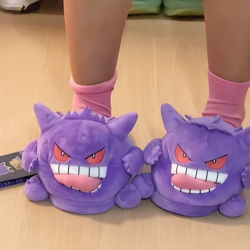 

2026 New Hot Gengar Slippers Funny Tongue Out Design Soft Sole Cute Cozy Winter Warm Indoor Couple Home Slippers Toy