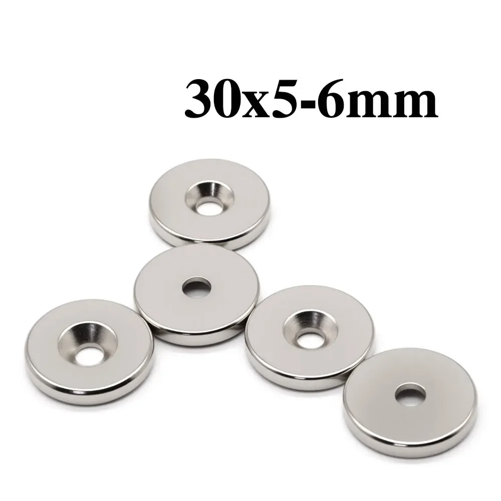 

30x5-6mm Super Powerful Round With Holes Magnet Neodymium Magnet NdfeB N35 Strong Permanent Magnetic imanes Refrigerator Magnet