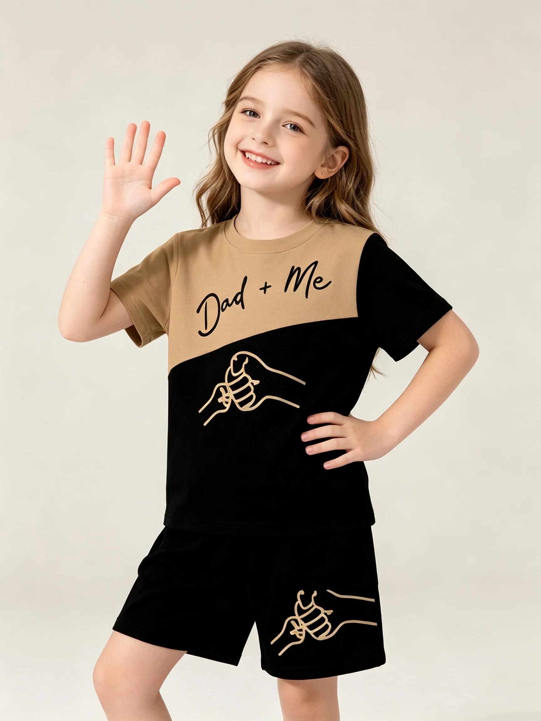 Baby Boys Summer 2-Piece Set Casual Sporty Block Punch Print round Neck T-Shirt And Shorts Outfit