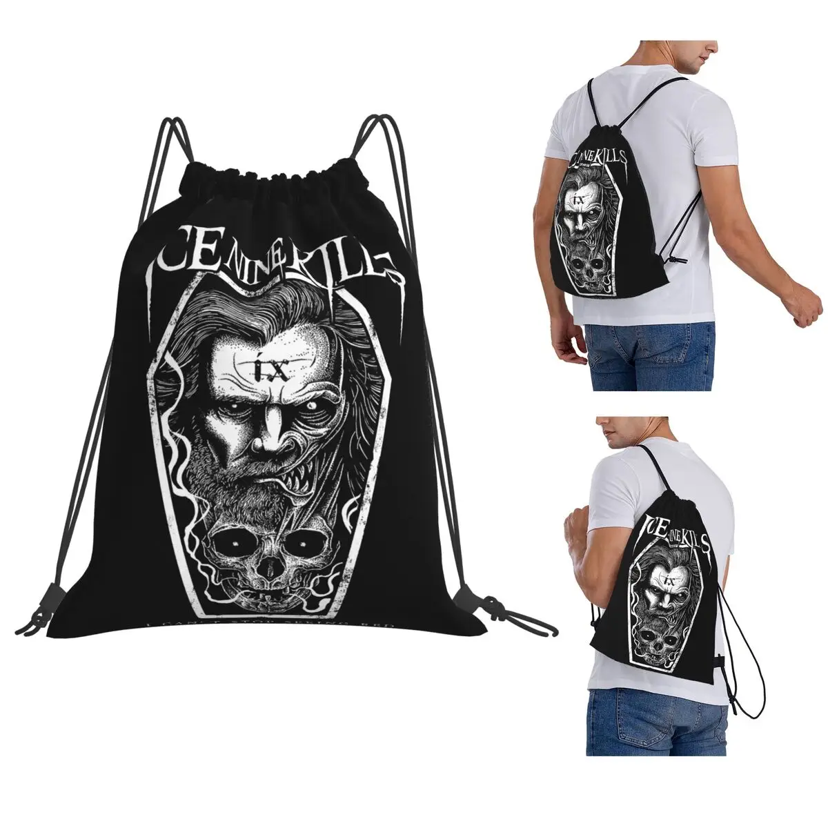 Michele Nolli Ice Nine Kills Backpacks Multi-function Drawstring Bags Shoes Bag Book Bags for Man Woman School