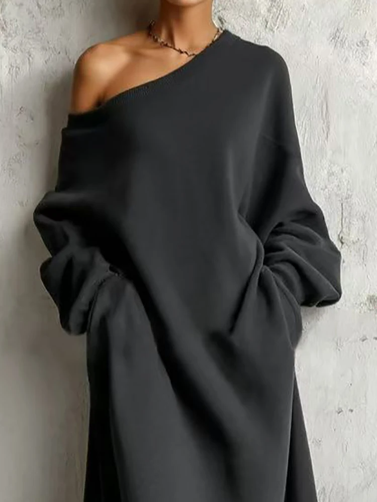 

Платье макси с длинным рукавом для весны и осени, свободное, для вечеринок, женское, праздничное, элегантное, с круглым вырезом, повседневное, в стиле пэчворк, простое, 2026