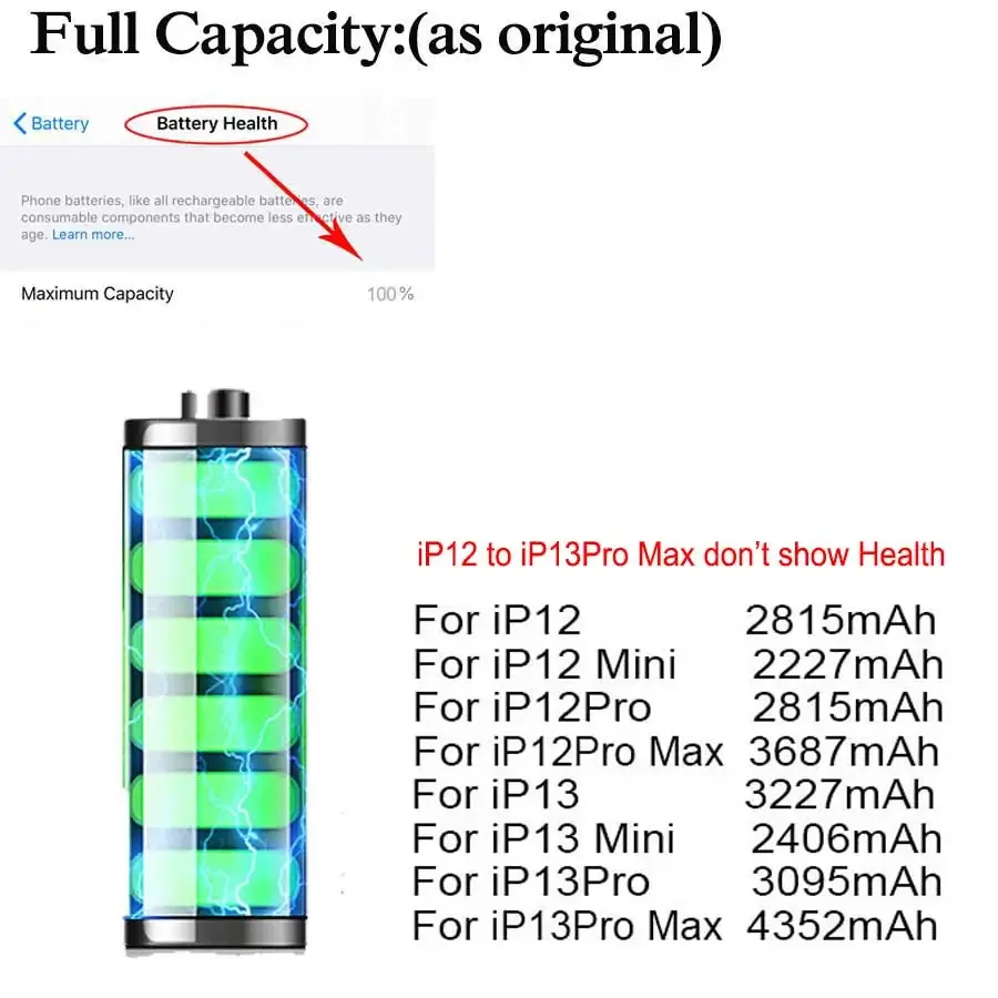 2024 Zero-cycle High-quality Battery For iPhone 14 13 12 PRO MAX Mini 12Mini 12Pro 13Mini 13Pro 12ProMAX 13ProMAX 14Pro 14ProMax