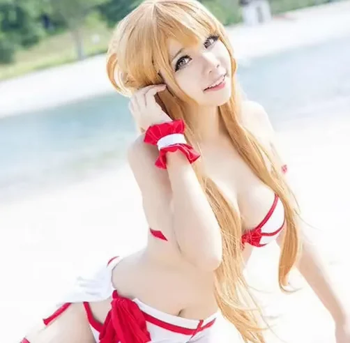 Sword Art Online Yuuki Asuna peluca larga disfraz de Cosplay Yuki Asuna mujeres pelo sintético fiesta de Halloween pelucas de juego de rol Anime