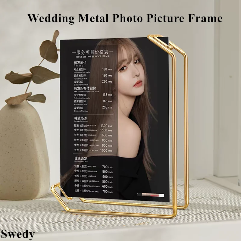 3 PCS 6 Inch 105x150mm Metal Wedding Baby Photo Picture Poster Frame Table Menu Paper Price Acrylic Sign Holder Display Stand
