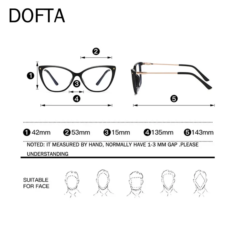 DOFTA TR90 Alloy Myopia Glasses Frame Women Retro Ultra-light Cat Eye Optical Prescription Eyeglasses Frame Ladies 5938