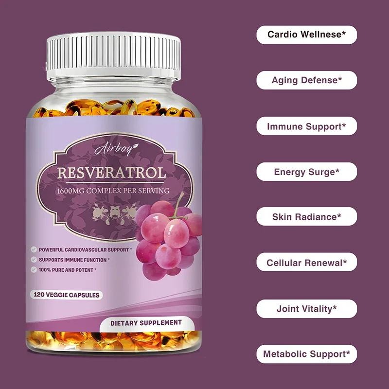 Resveratrol - Brightens Skin Tone, Antioxidant, Support Overall Health & Metabolism