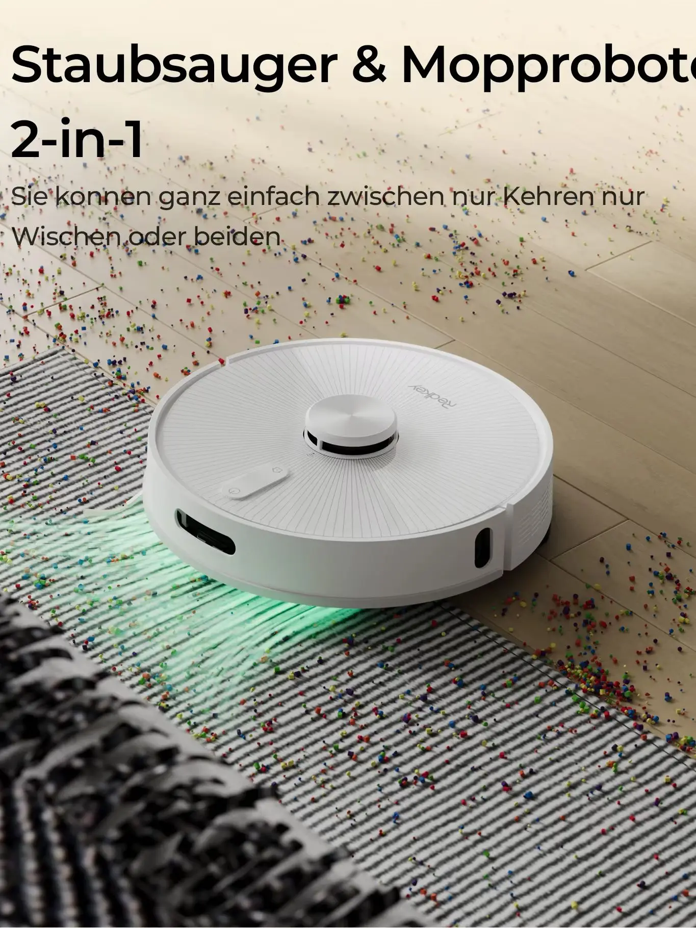R10 4000Pa Roboter-Staubsauger mit Wischfunktion, Smart-App-Steuerung, LDS-Navigation, selbstaufladender Roboter-Staubsauger für Tierhaare und Hartböden - Redkey