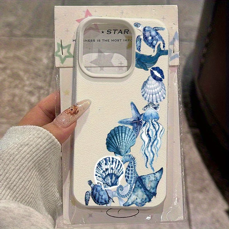Watercolor Floral Jellyfish Blue Pattern Phone Case For iPhone 17 16 15 14 13 12 11 Pro Max XS XR Plus 17 Air 16 Soft TPU Cover view 5