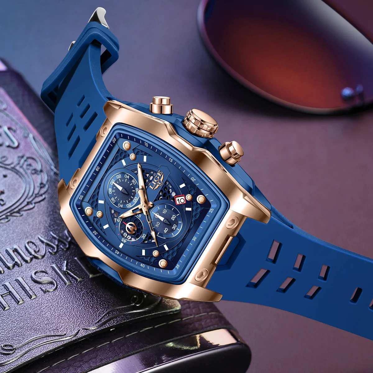 LIGE Men Military Watch Waterproof Calendar Big Dial Quartz Wristwatch Sport Business Silicone Men Watches Relogios Masculino