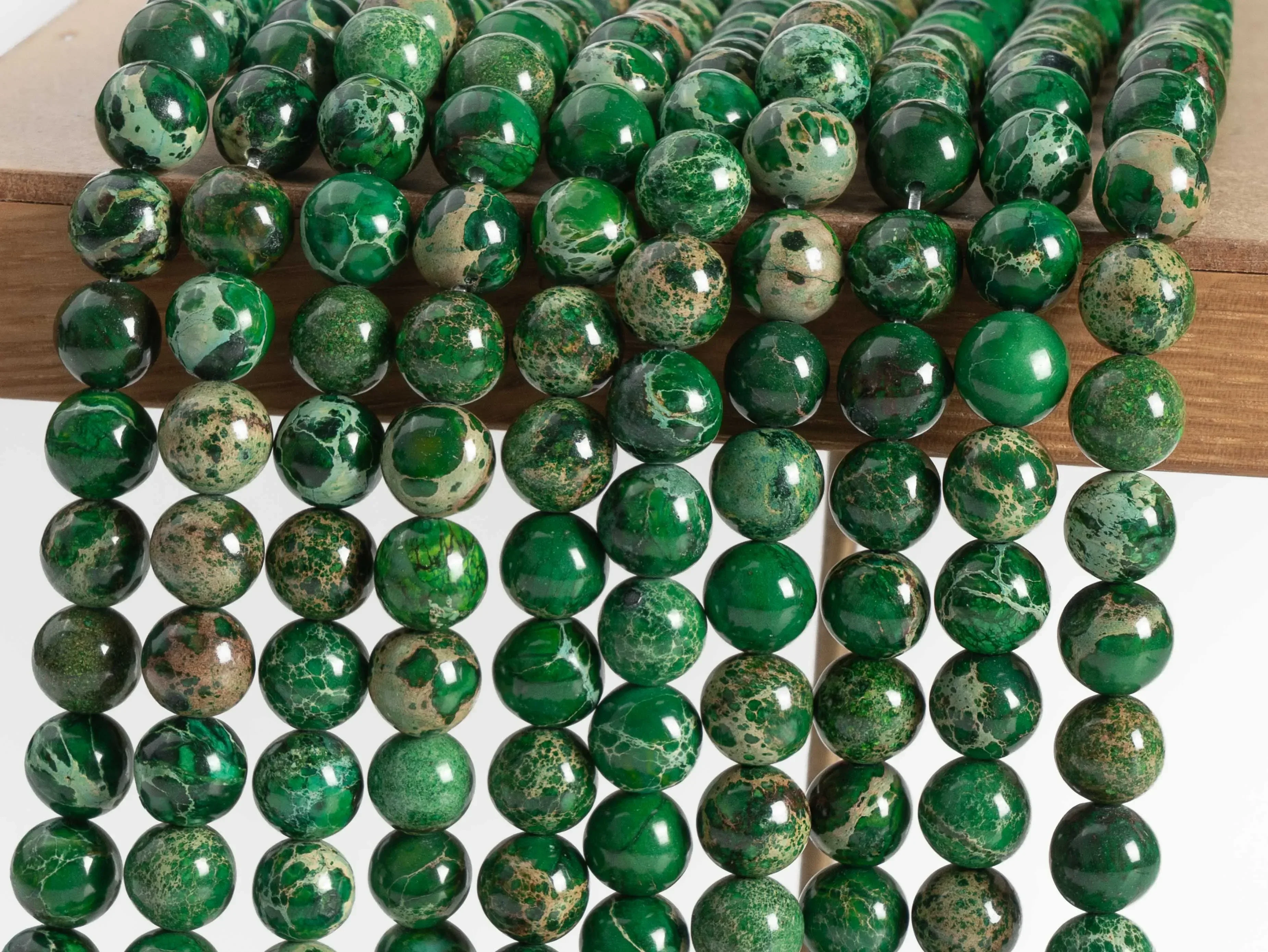 Natural stone Deep Green Sea Sediment Imperial JasperGrade AAA LooseBeads RoundShape SizeOptions 4/6/8/10/12mmfor Jewelry Making