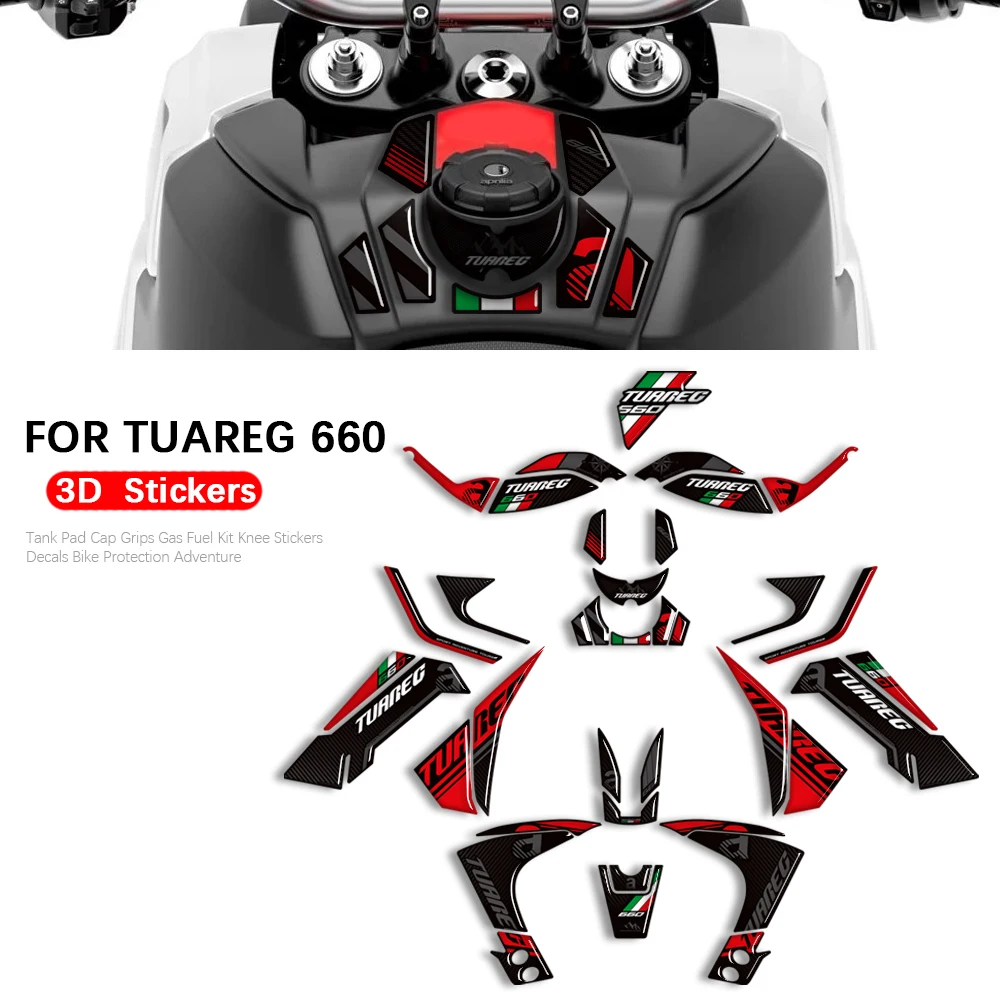 Motorcycle For Tuareg 660 RALLY Tank Pad Cap Grips Gas Fuel Kit Knee Stickers Decals Bike Protection Adventure 2022 - 2026