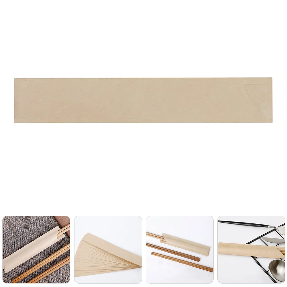 

100Pcs Waterproof Kraft Paper Chopstick Sleeves Durable Utensil Pouches for Restaurants Parties Weddings Picnics